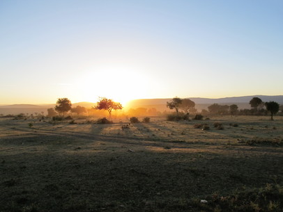 Soluppgång på savannen i Masai Mara