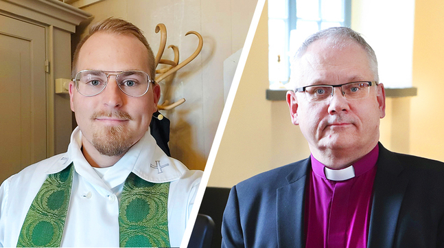 Dennis Svenfelt och biskop Bo-Göran Åstrand.