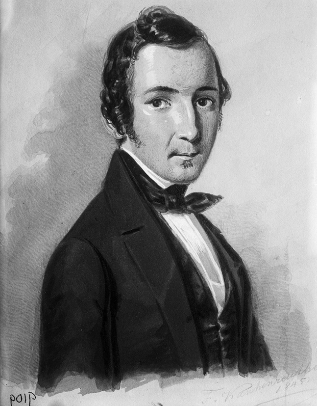 Zacharias Topelius avporträtterades av F. Kaschenreuter år 1845, då han var 27 år.
