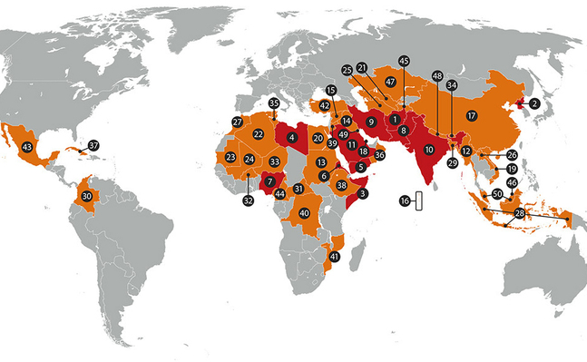 Open Doors publicerar varje år den så kallade World Watch-listan över de länder där kristna lever som farligast.